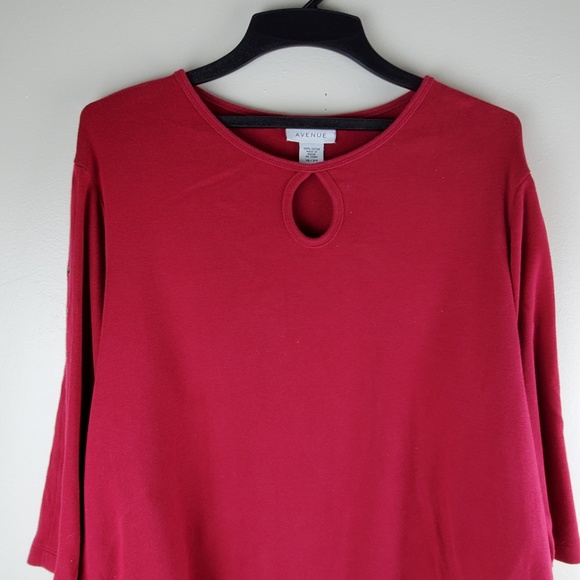 Avenue Burgundy Wine Blouse Crew Neck - Picture 5 of 7